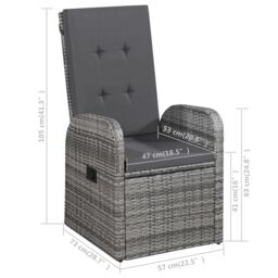 Berkfield Home 5 Piece Garden Dining Set with Cushions Grey Poly Rattan - thumbnail 7
