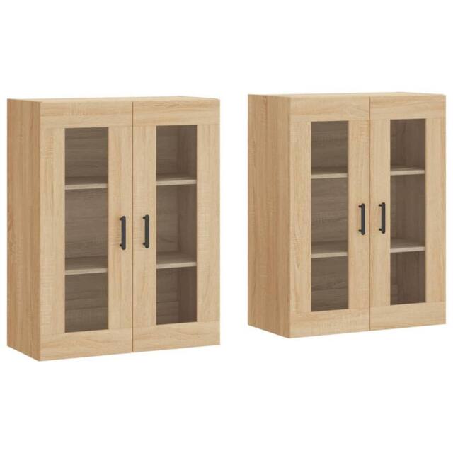 Berkfield Home Wall Mounted Cabinets 2 pcs Sonoma Oak Engineered Wood in Light Tan - image 1