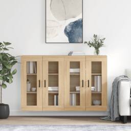 Berkfield Home Wall Mounted Cabinets 2 pcs Sonoma Oak Engineered Wood in Light Tan - thumbnail 2