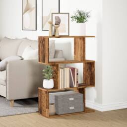 Berkfield Home Room Divider Bookcase 3-Tier Old Wood 70x24x97 cm Engineered Wood in Brown - Size: 70 x 24 x 97 cm - thumbnail 4