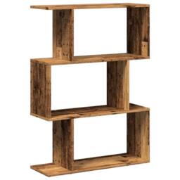 Berkfield Home Room Divider Bookcase 3-Tier Old Wood 70x24x97 cm Engineered Wood in Brown - Size: 70 x 24 x 97 cm - thumbnail 1