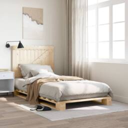 Berkfield Home Beautiful Bed Frame without Mattress with Headboard 100x200 cm So in Light Tan - thumbnail 2