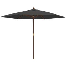 Berkfield Home Garden Parasol with Wooden Pole Anthracite 299x240 cm in Charcoal - thumbnail 1