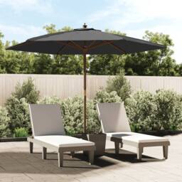Berkfield Home Garden Parasol with Wooden Pole Anthracite 299x240 cm in Charcoal - thumbnail 2