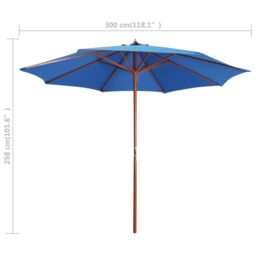 Berkfield Home Parasol with Wooden Pole 300x258 cm Blue - thumbnail 6