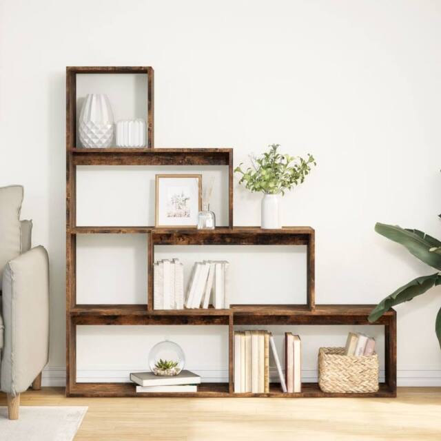 Berkfield Home Room Divider Bookcase 4-Tier Grey Sonoma 143.5x29x143.5 cm Wood in Brown - image 1