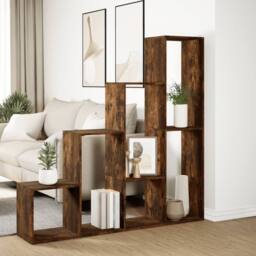 Berkfield Home Room Divider Bookcase 4-Tier Grey Sonoma 143.5x29x143.5 cm Wood in Brown - thumbnail 4