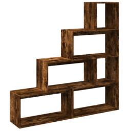 Berkfield Home Room Divider Bookcase 4-Tier Grey Sonoma 143.5x29x143.5 cm Wood in Brown - thumbnail 7