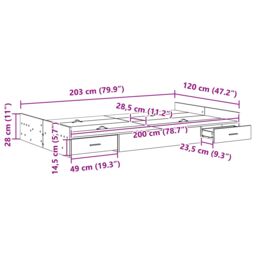 Berkfield Home Storage Bed Frame Concrete grey 120 x 200 cm Melamined wood - thumbnail 9