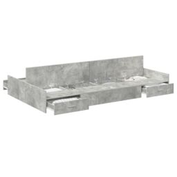 Berkfield Home Storage Bed Frame Concrete grey 120 x 200 cm Melamined wood - thumbnail 3