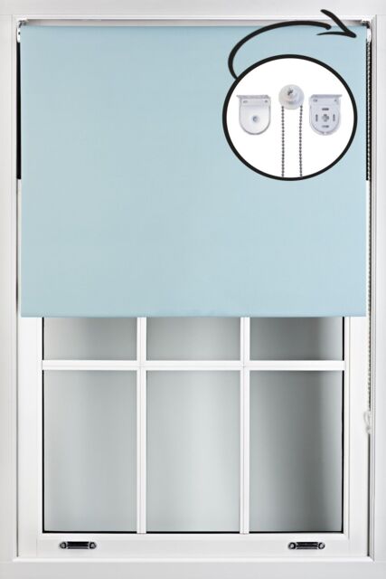 Furnished Duck Egg Blue Blackout Roller Blinds with Metal Fittings - Trimmable Window Shade - Size: 115 cm width x 210 cm drop - image 1