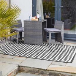 Marco Paul Black Zig Zag 150 x 210 cm Easy Clean Decorative Garden Mat - Size: 150 cm x 210 cm - thumbnail 1