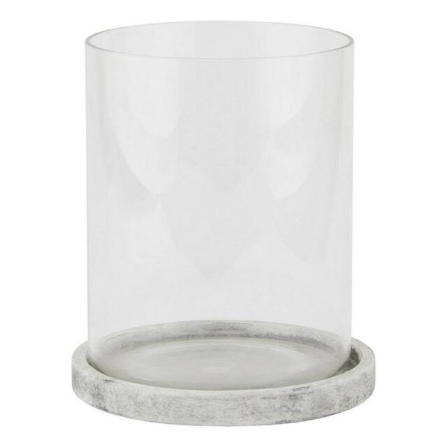 Lemon Pavilion Furniture and Decor Athena Stone Large Hurricane Lantern - L18 x W18 x H21 cm - White in Grey - image 1