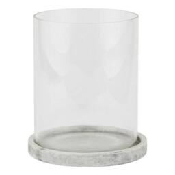 Lemon Pavilion Furniture and Decor Athena Stone Large Hurricane Lantern - L18 x W18 x H21 cm - White in Grey