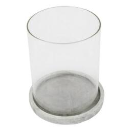 Lemon Pavilion Furniture and Decor Athena Stone Large Hurricane Lantern - L18 x W18 x H21 cm - White in Grey - thumbnail 2