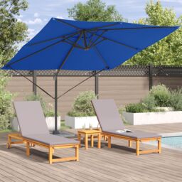 Berkfield Home Cantilever Roma Parasol Azure Blue 286x285x265 cm Aluminium - Size: 286 x 285 x 265 cm - thumbnail 4