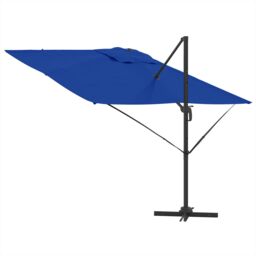Berkfield Home Cantilever Roma Parasol Azure Blue 286x285x265 cm Aluminium - Size: 286 x 285 x 265 cm - thumbnail 8