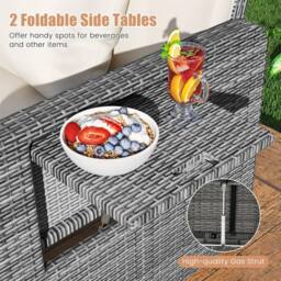 Costway PE Wicker Daybed w/4-Level Backrest 2PCS Patio Rattan Furniture Set - thumbnail 5