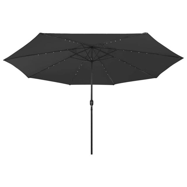 Berkfield Home Outdoor Parasol with LED Lights & Metal Pole 400 cm Black - image 1