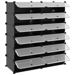 Berkfield Home Shoe Rack Black 94.5x36.5x106 cm PP - thumbnail 6