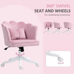 STILVORA Office Chair with Tilt Function in Pink Velvet - thumbnail 9