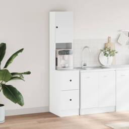Berkfield Home Kitchen Cabinet White 35x50x180 cm Engineered Wood - Size: 35 x 50 x 180 cm