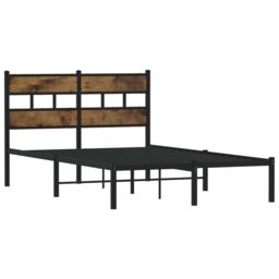 Berkfield Home Metal Bed Frame without Mattress Smoked Oak 120x200 cm in Brown - thumbnail 3