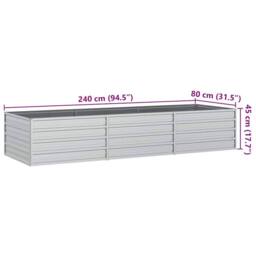Berkfield Home Garden Raised Bed 240x80x45 cm Galvanized Steel Silver - Size: 240 x 80 x 45 cm - thumbnail 7