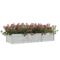 Berkfield Home Garden Raised Bed 240x80x45 cm Galvanized Steel Silver - Size: 240 x 80 x 45 cm - thumbnail 1