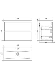 Balterley Square Wall Hung 2 Drawer Vanity Unit & Basin, 800mm Metallic Slate in Grey - thumbnail 6