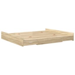 Berkfield Home Storage Bed Frame with Drawer with Headboard with Storage Sonoma oak 180 x 200 cm in Brown - thumbnail 7