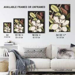 "Artery8 Laurel Tree Magnolia Altissima Flower Catesby Framed Wall Art Print - Size: W12"" x H16""" - thumbnail 3
