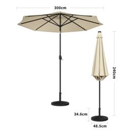 Living and Home Patio Umbrella Large 3M Traditional Parasol with Resin Base in Khaki - thumbnail 8