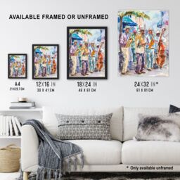 "Artery8 New Orleans Jazz Music Festival Street Musicians Wall Art Print - Size: W24"" x H32""" - thumbnail 3