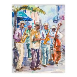 "Artery8 New Orleans Jazz Music Festival Street Musicians Wall Art Print - Size: W24"" x H32""" - thumbnail 1