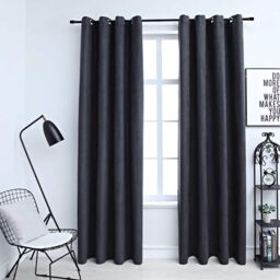 Berkfield Home Blackout Curtains with Metal Rings 2 pcs Anthracite 140x225 cm