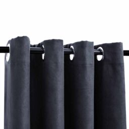 Berkfield Home Blackout Curtains with Metal Rings 2 pcs Anthracite 140x225 cm - thumbnail 3