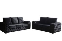 Stratus Interiors Ashley Chesterfield Scatter Back Upholstered Velvet Sofa - 2 Seater in Black - thumbnail 2