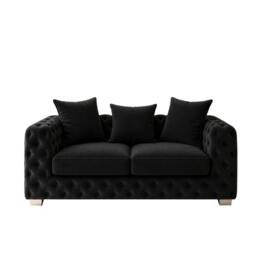 Stratus Interiors Ashley Chesterfield Scatter Back Upholstered Velvet Sofa - 2 Seater in Black - thumbnail 6
