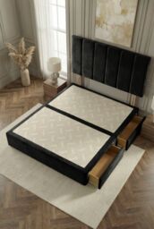 Somnior Austin Divan Bed with 2 Storage Drawers & Headboard Velvet in Black - Size: King - thumbnail 5