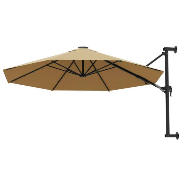 Berkfield Home Elegant Wall-Mounted Parasol with Metal Pole 300 cm Taupe in Beige