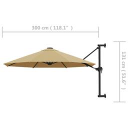 Berkfield Home Elegant Wall-Mounted Parasol with Metal Pole 300 cm Taupe in Beige - thumbnail 8