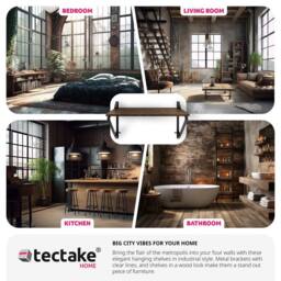 tectake Wall Shelves Irvine - Set Of 2, Wood & Metal Look, High Load-Capacity in Brown - thumbnail 4