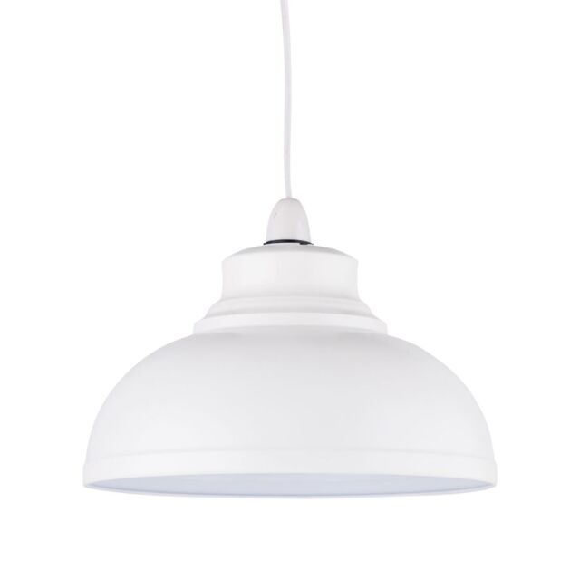 First Choice Lighting Domed - Cream Easy Fit Metal Pendant Shade in White - image 1