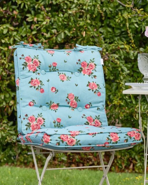 Dibor Set of 2 Floral Blue Summer Outdoor Garden Chair Seat Pad Box Cushions W45 x L45cm - Size: 45 cm x 45 cm - image 1