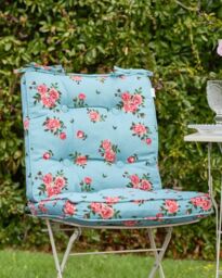 Dibor Set of 2 Floral Blue Summer Outdoor Garden Chair Seat Pad Box Cushions W45 x L45cm - Size: 45 cm x 45 cm - thumbnail 1