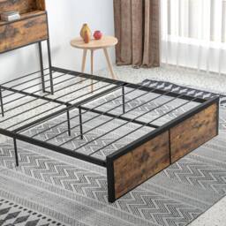 Wyld Haus Sata 4ft8 Rustic Brown & Black Industrial Double Bed Frame Headboard - thumbnail 9