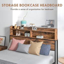 Wyld Haus Sata 4ft8 Rustic Brown & Black Industrial Double Bed Frame Headboard - thumbnail 5