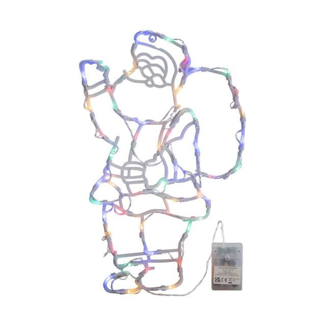 Samuel Alexander 44cm Hanging Christmas Santa with Multi-Coloured Multi-Action LEDs in White - image 1