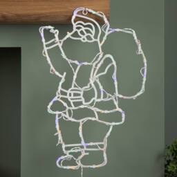 Samuel Alexander 44cm Hanging Christmas Santa with Multi-Coloured Multi-Action LEDs in White - thumbnail 4